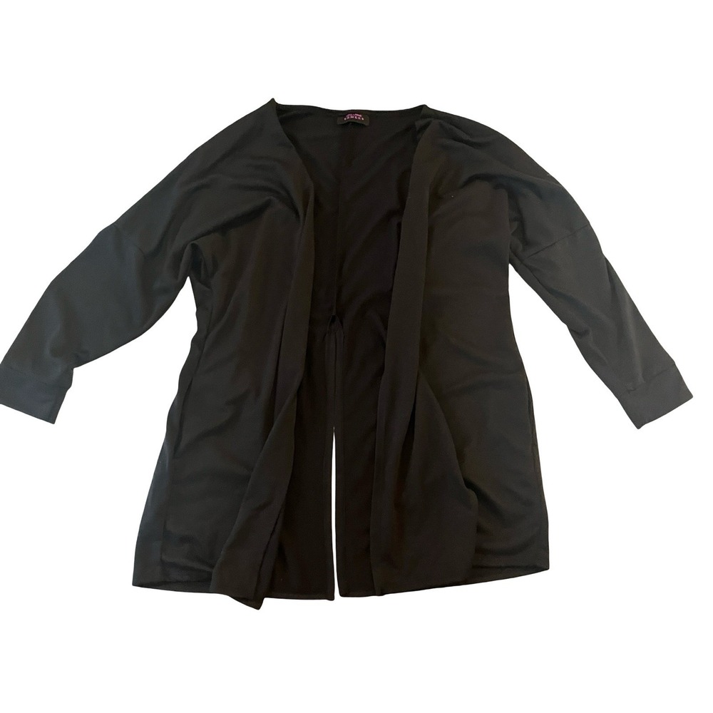 Suzanne Sommers Size 2 M/L Black Long Sleeve Batwing Cardigan Shrug Open Front